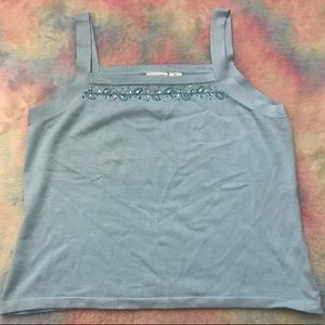 Blue Beaded Tank Top